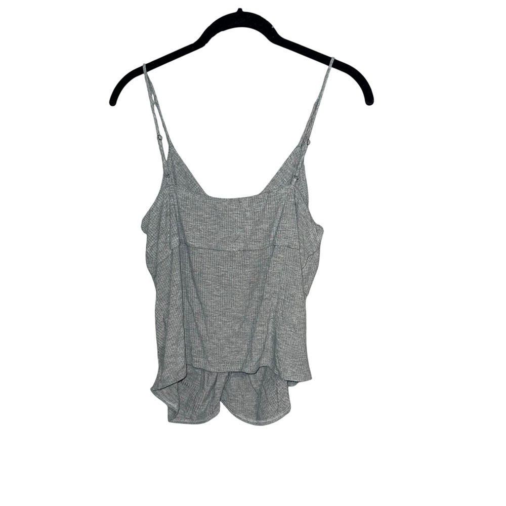SOCIALITE Grey Ribbed Knit Twist Front Spaghetti Strap Tank Top Juniors L